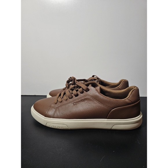 New Calvin Klein Men\'s Casual Leather Shoes  Fashion Sneakers  Brown Size 10 main image 4